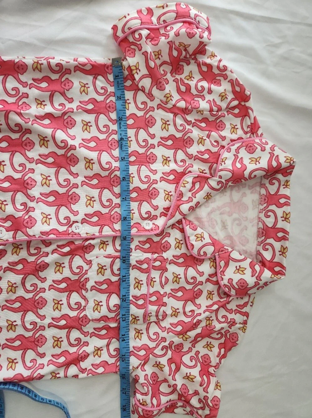 Girls Size 10 Years Pink Monkey Print Short Sleeve Lightweight Pajama Set
